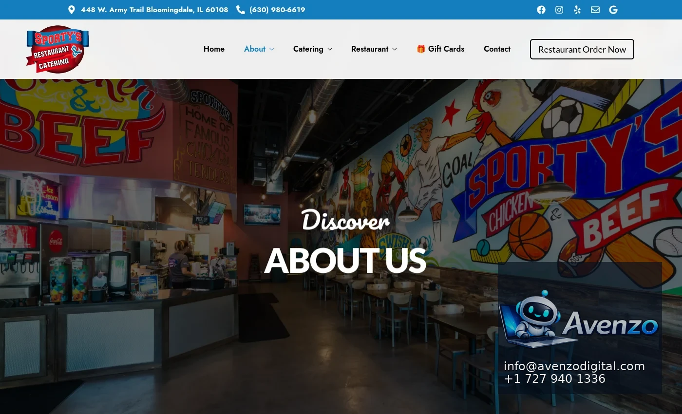 Sporty’s Catering secondary website screenshot