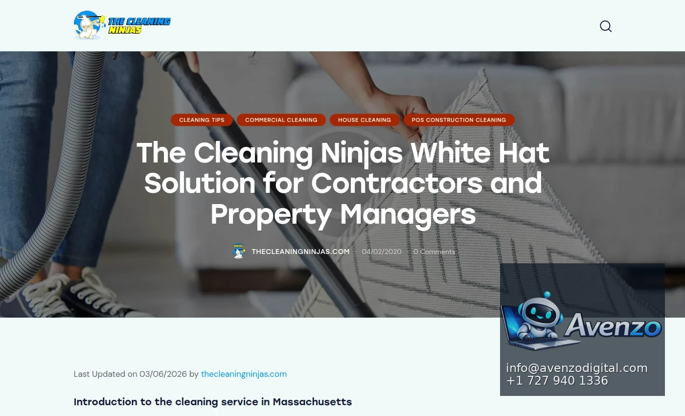 The Cleaning Ninjas additional website view