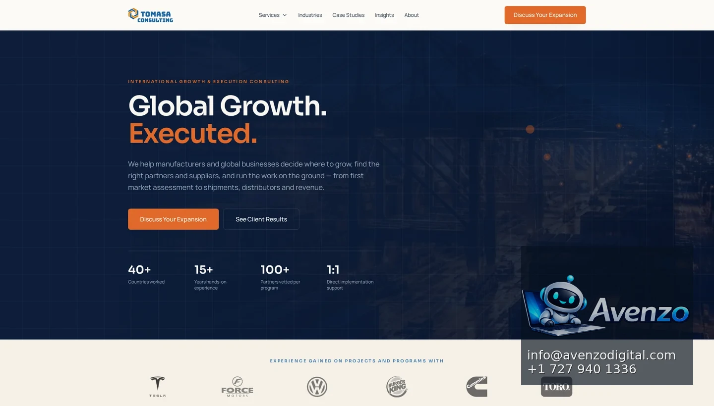 Tomasa Consulting desktop website screenshot