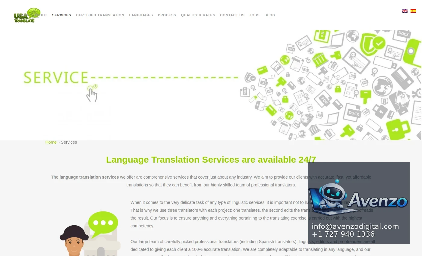USA Translate secondary website screenshot