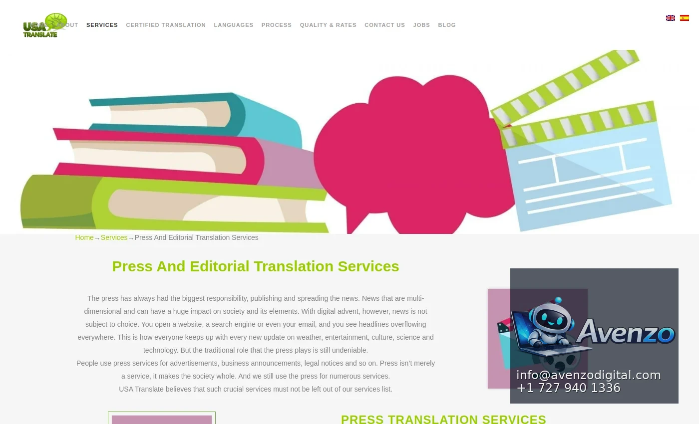 USA Translate additional website view