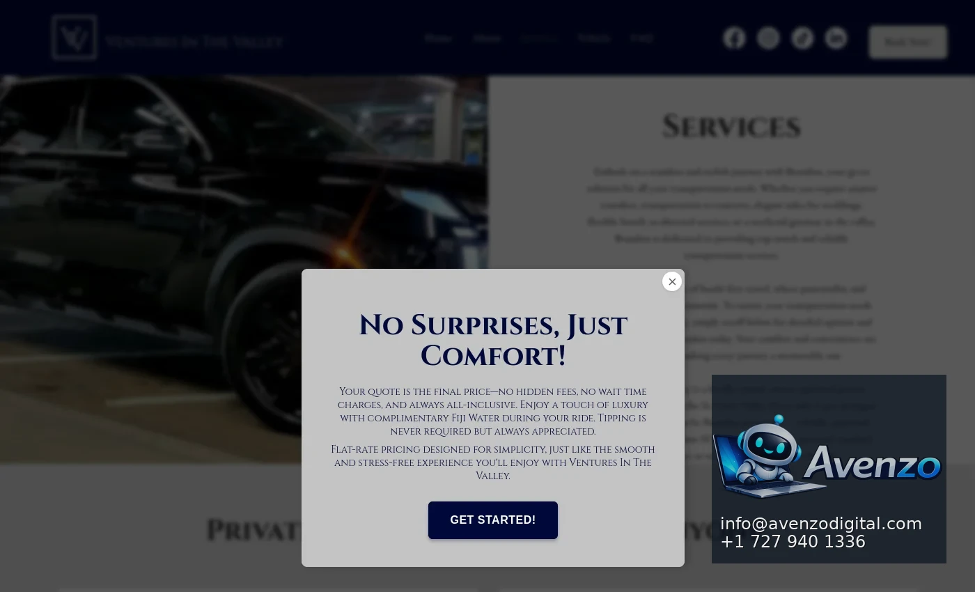 Ventures in the Valley secondary website screenshot