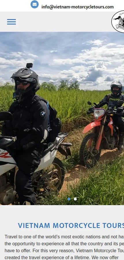 Vietnam Motorbike Tours mobile website screenshot