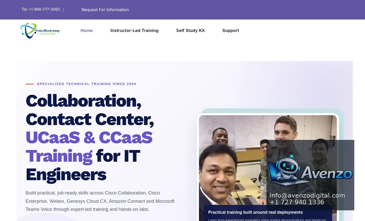 VoiceBootcamp secondary website screenshot