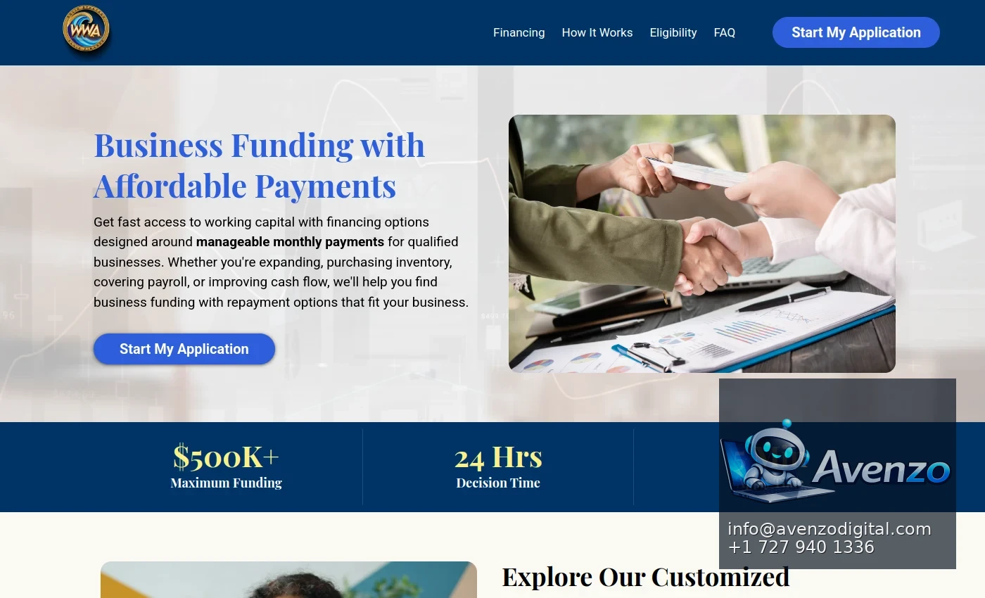 Waterworks Agency Funding — Landing Page & Conversion Case Study Homepage website screenshot
