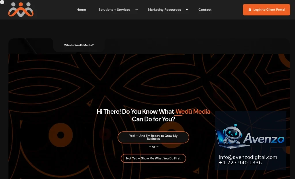 Wedū Media — Portfolio Website Case Study Homepage website screenshot