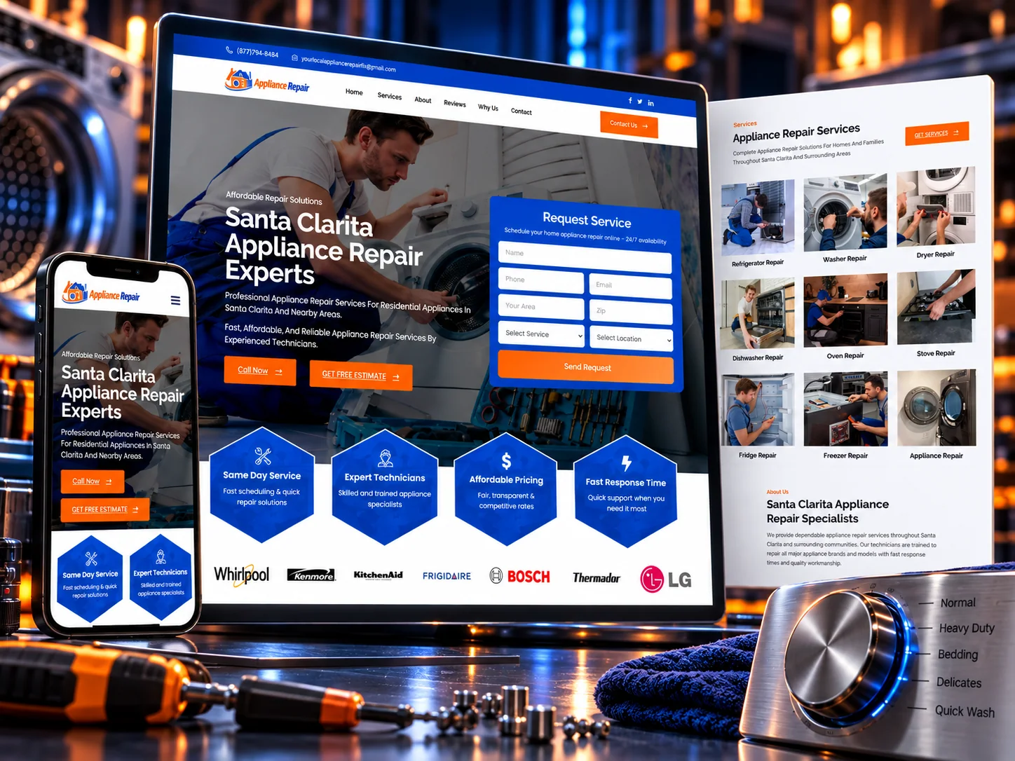 Local Appliance Repairman — Mobile Responsive Mockup