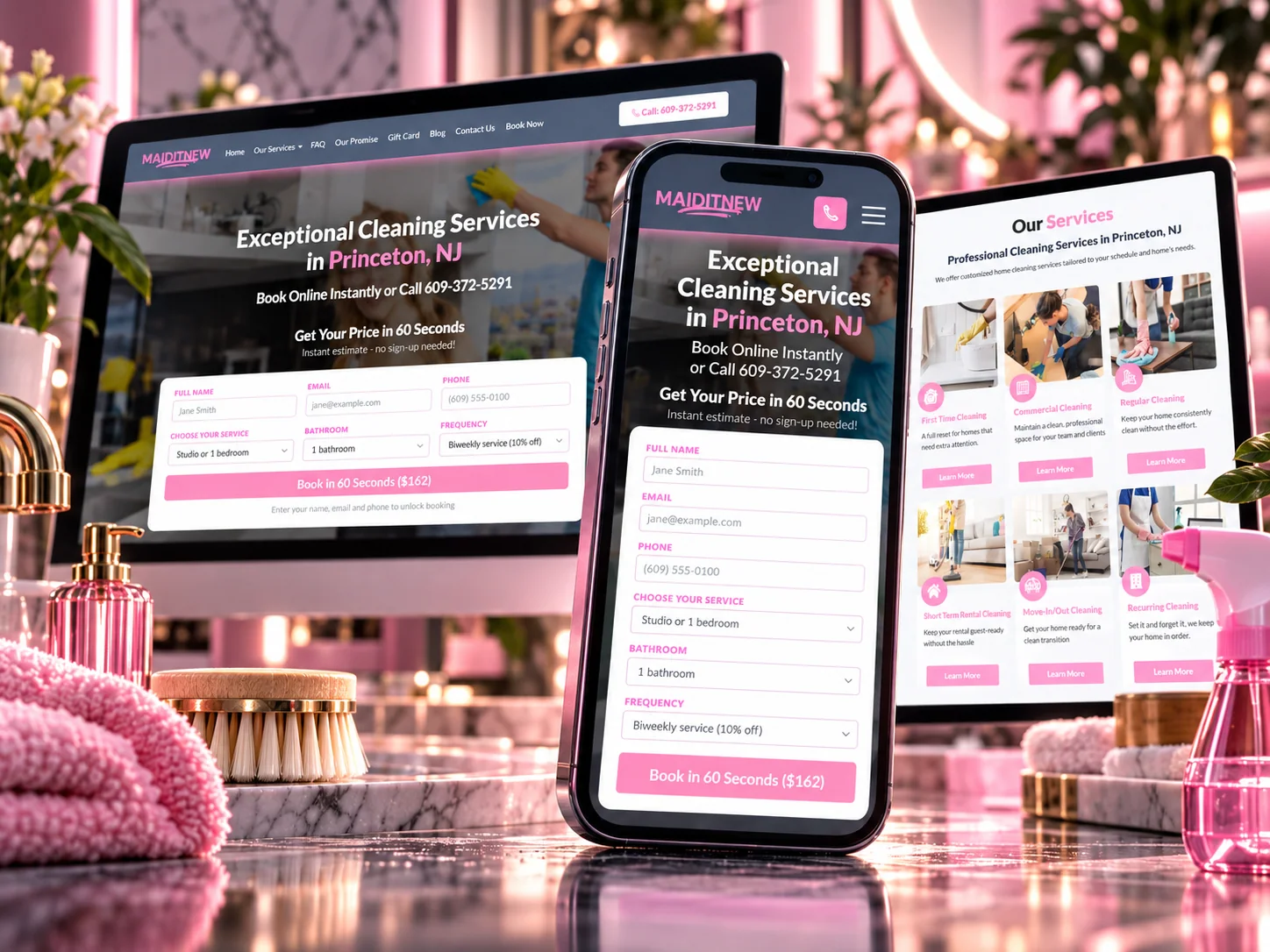 Maid It New — Mobile Responsive Mockup