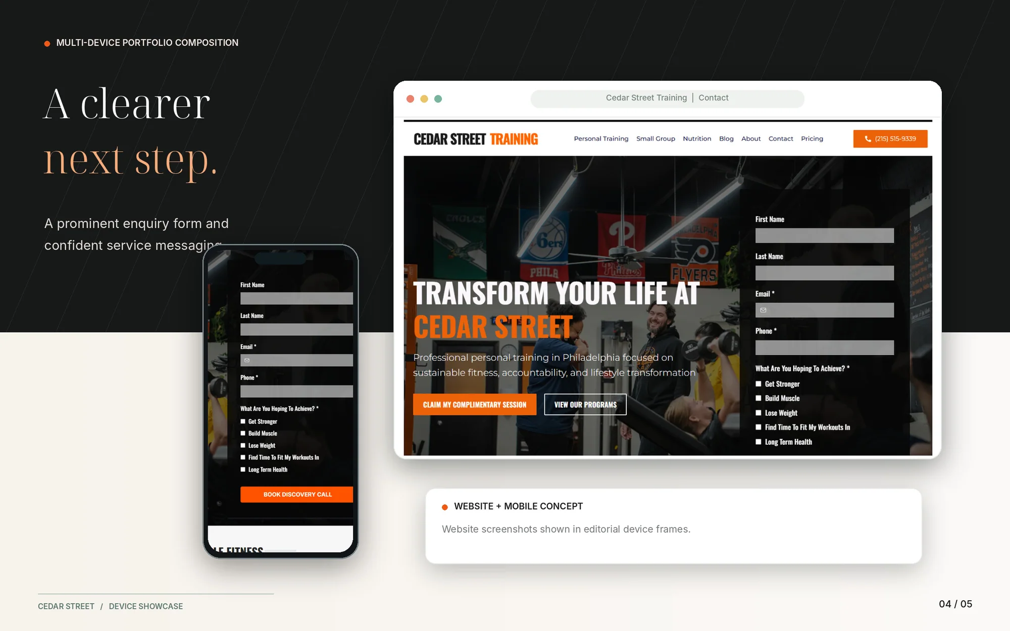 Cedar Street Training — Desktop & Mobile Concept