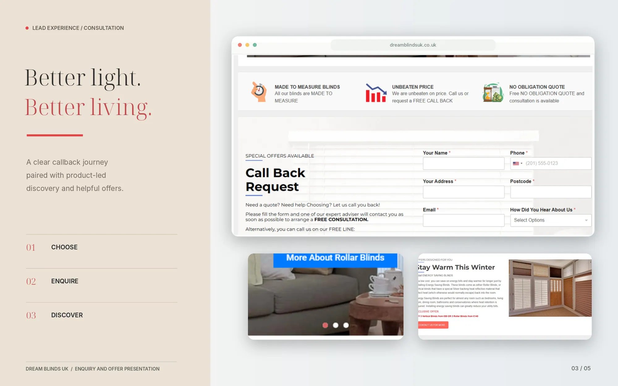 Dream Blinds UK — Callback and Offer Experience