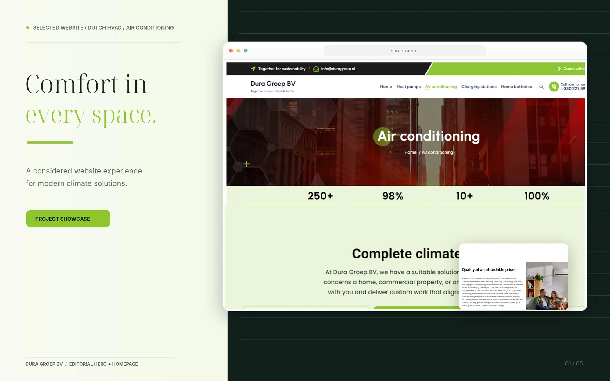 Dura Groep Air Conditioning — Editorial Hero Showcase