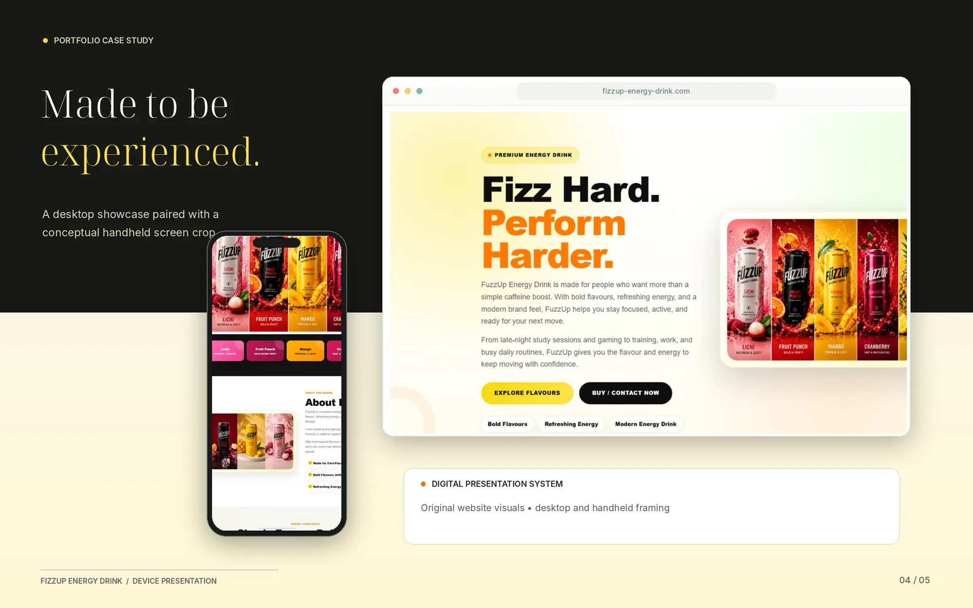 FizzUp Energy Drink — Desktop and Device