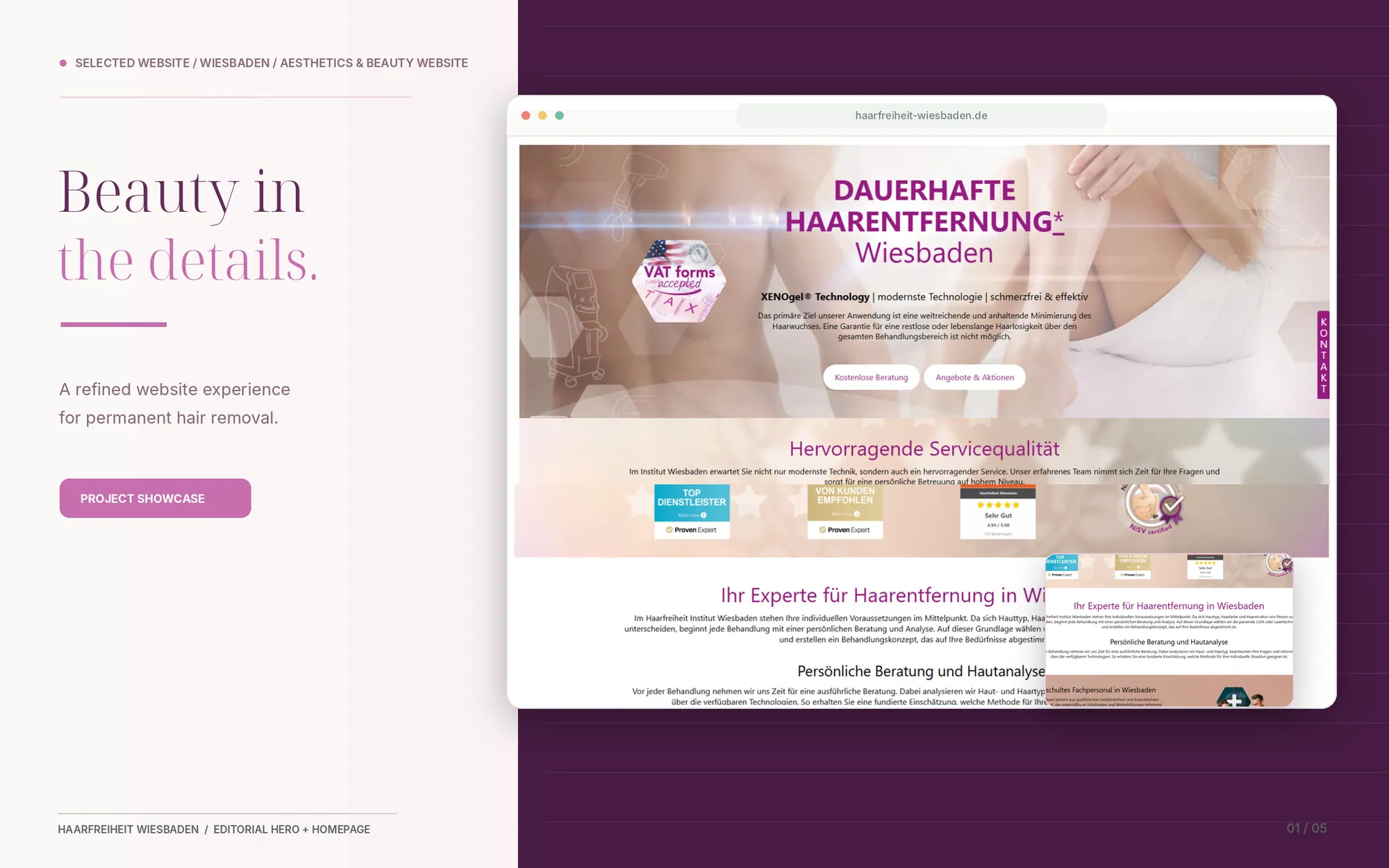 Haarfreiheit Wiesbaden — Editorial Hero Showcase