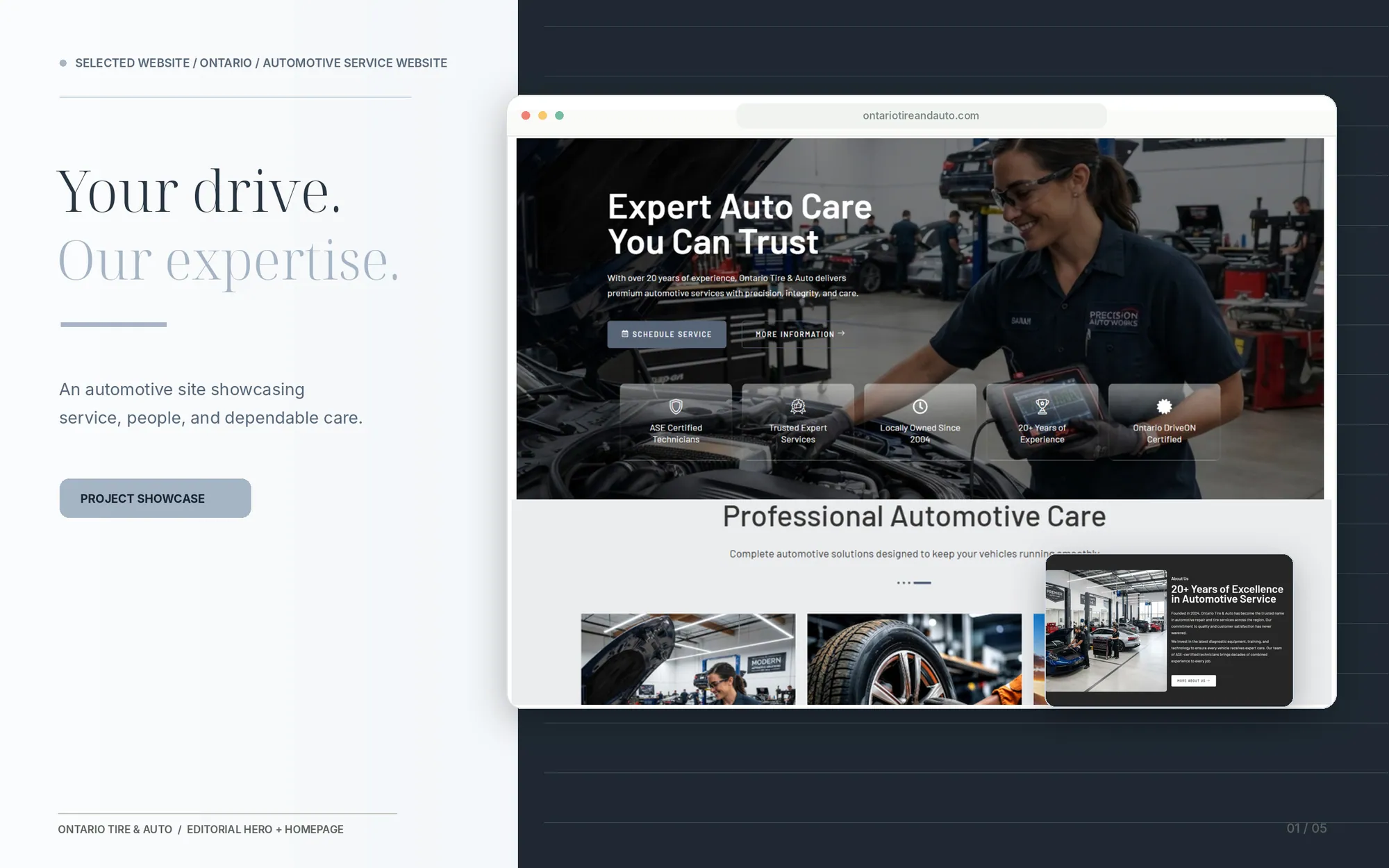 Ontario Tire And Auto — Editorial Hero Showcase