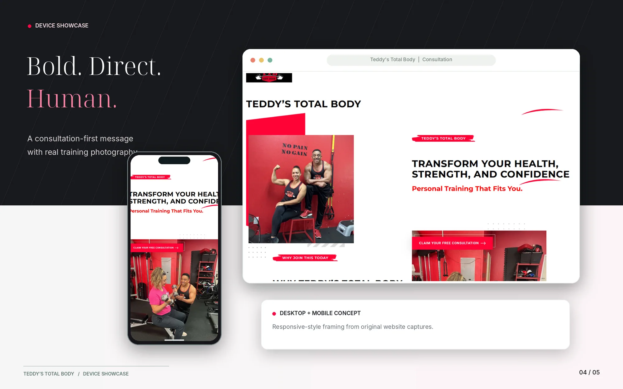 Teddy's Total Body — Desktop & Mobile Concept