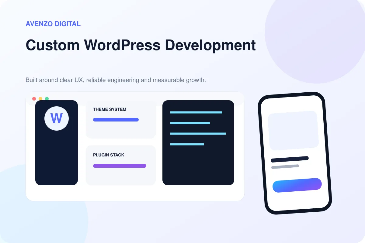 Custom WordPress Development – Avenzo hero visual