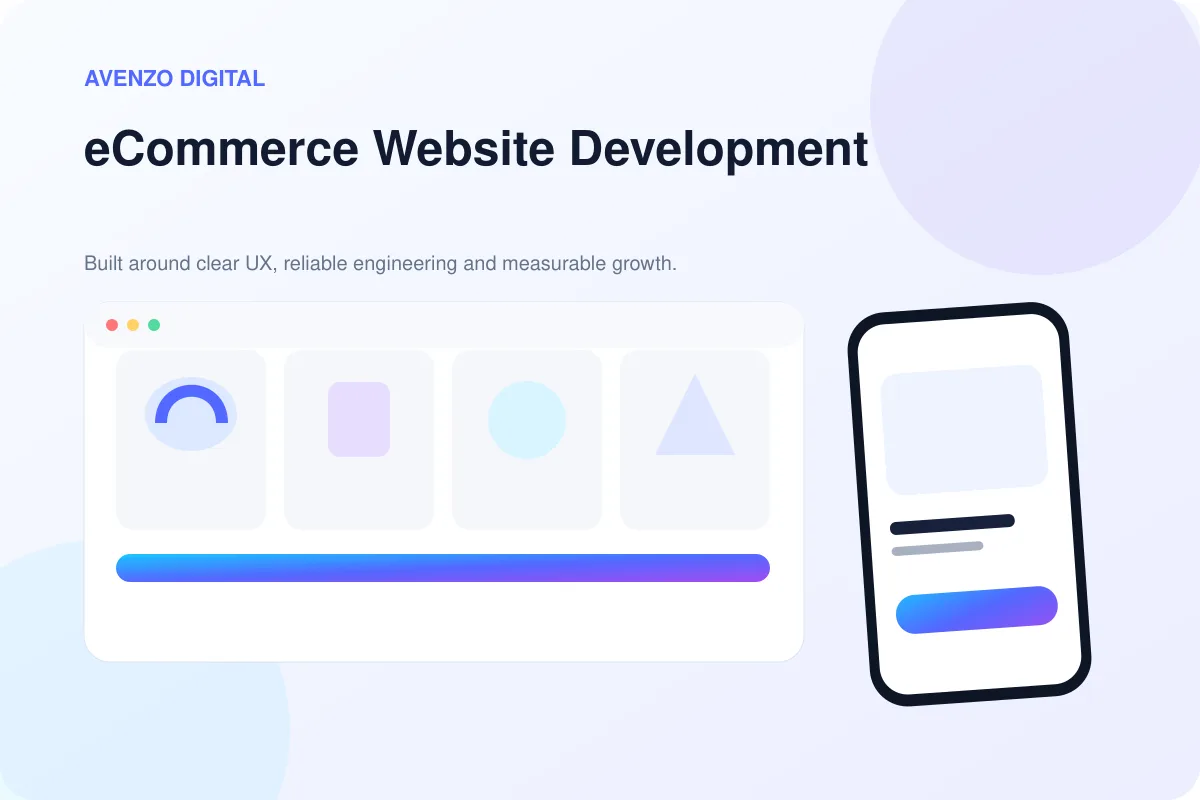 eCommerce Website Development – Avenzo hero visual
