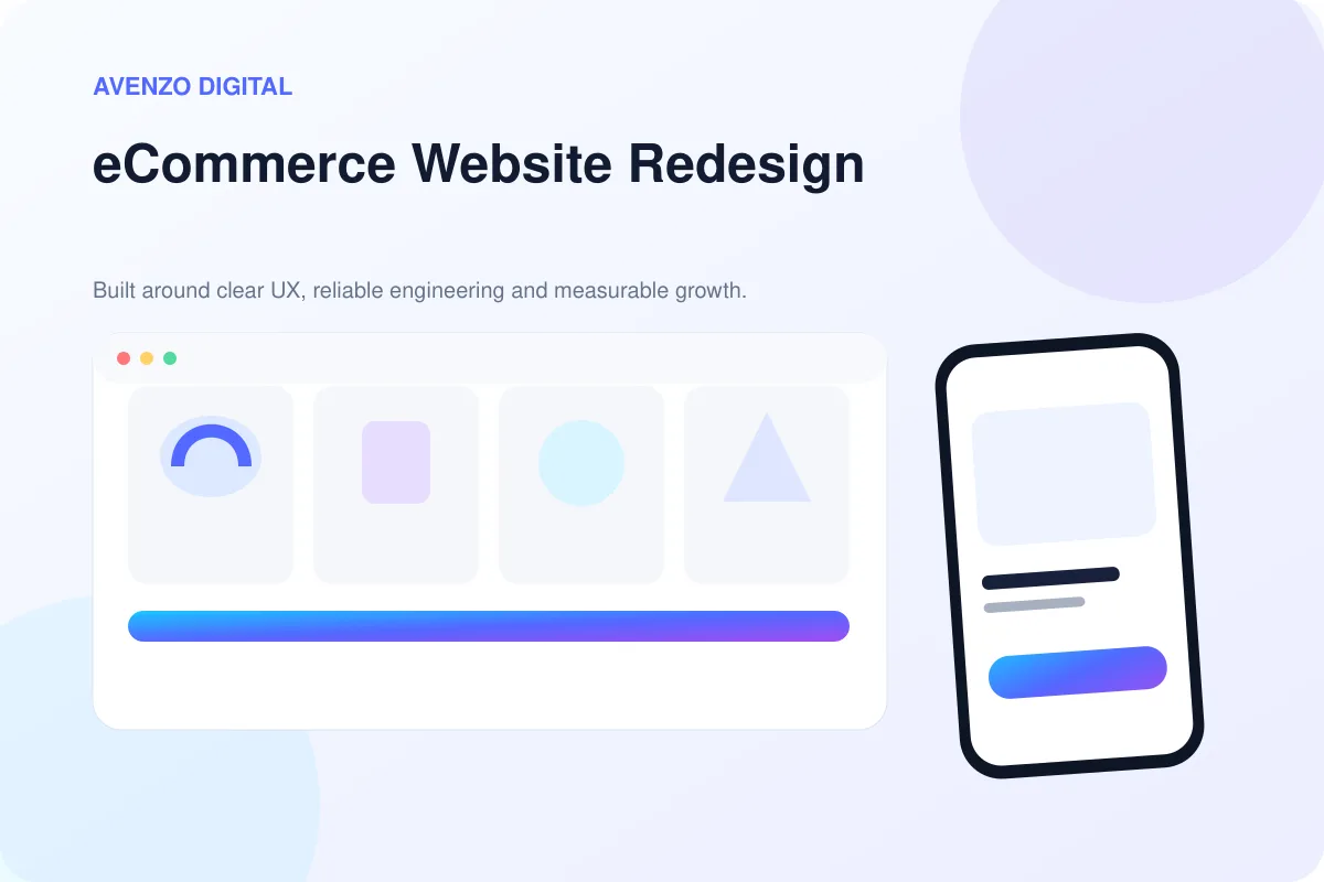 eCommerce Website Redesign – Avenzo hero visual