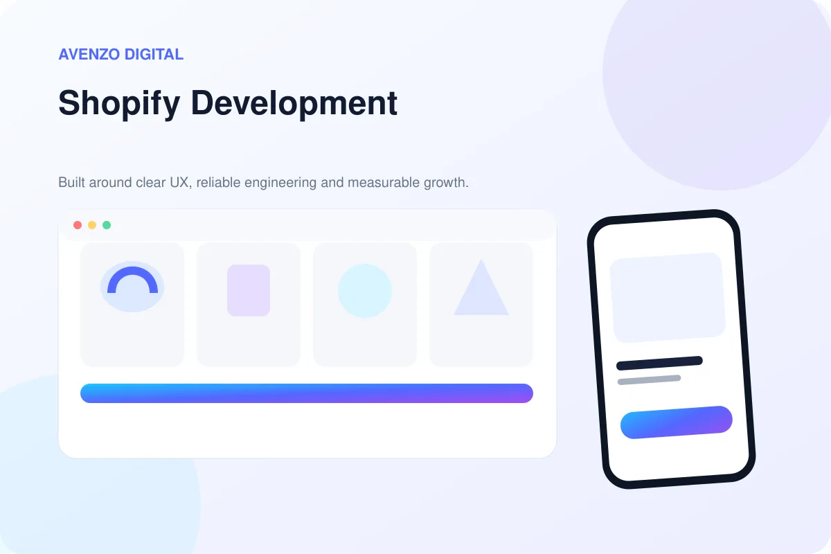 Shopify Development – Avenzo hero visual