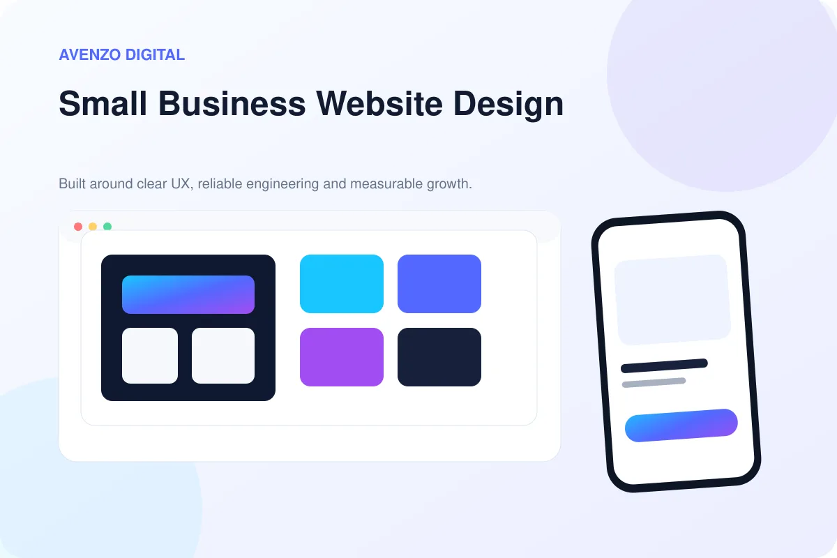 Small Business Website Design – Avenzo hero visual