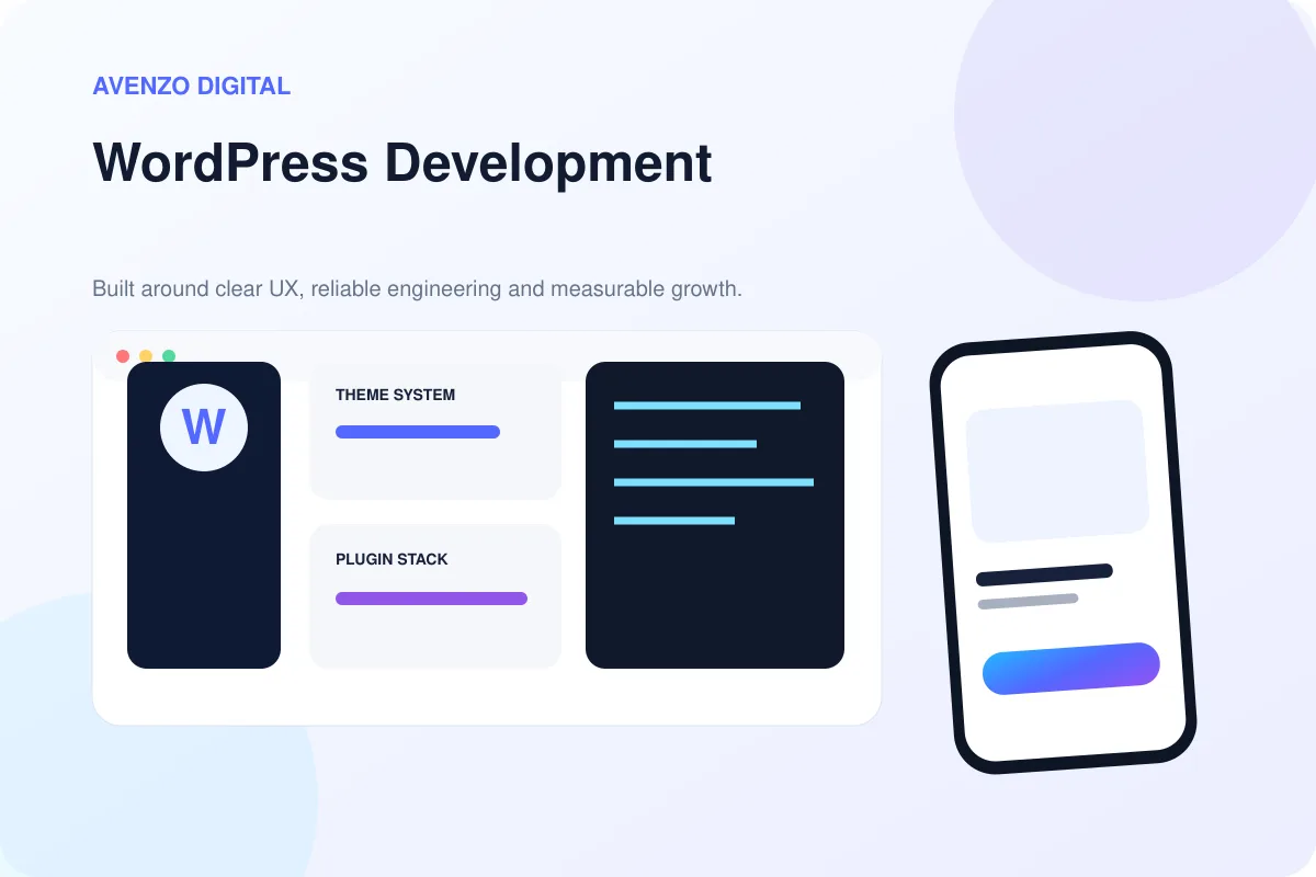 WordPress Development – Avenzo hero visual