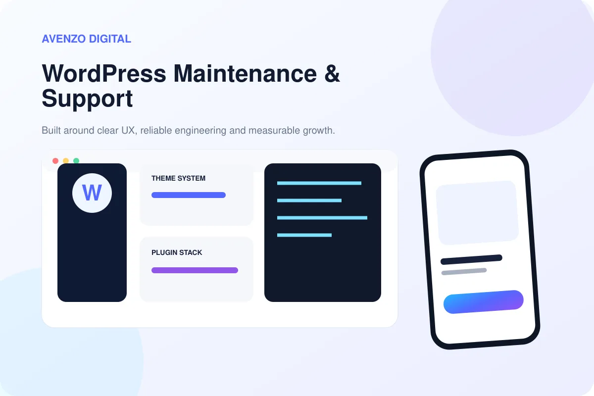 WordPress Maintenance & Support – Avenzo hero visual