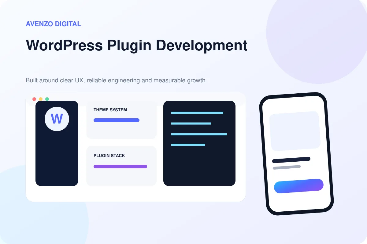 WordPress Plugin Development – Avenzo hero visual