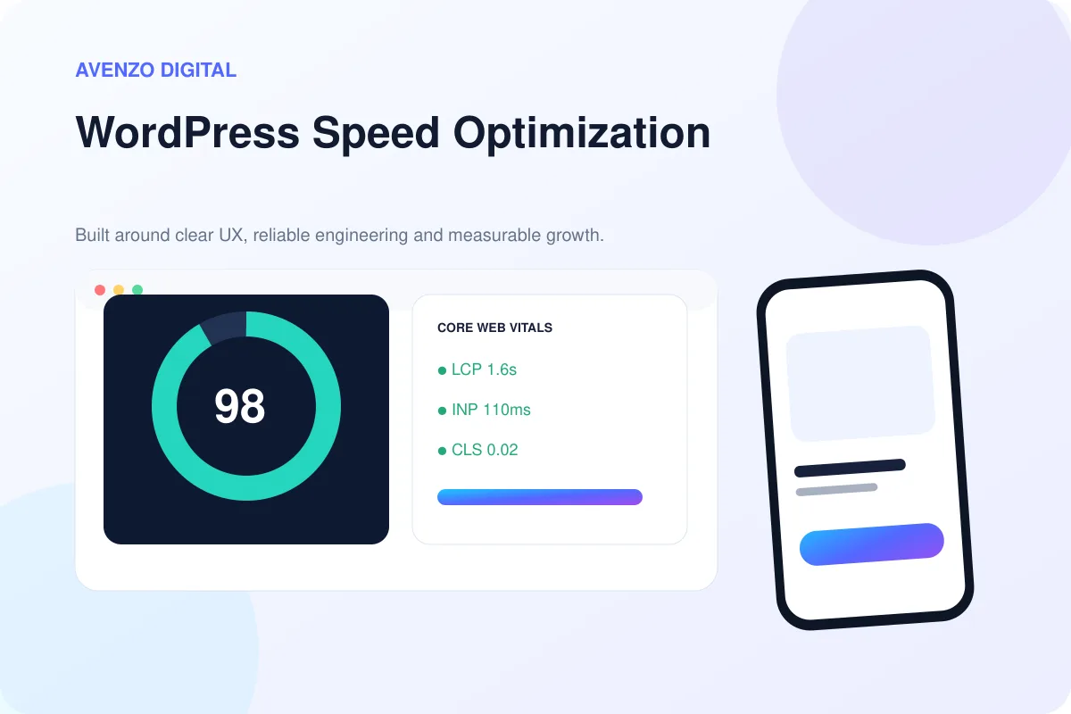 WordPress Speed Optimization – Avenzo hero visual
